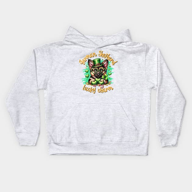 Charming Pup: German Shepherd St. Paddy's Delight Kids Hoodie by zsay